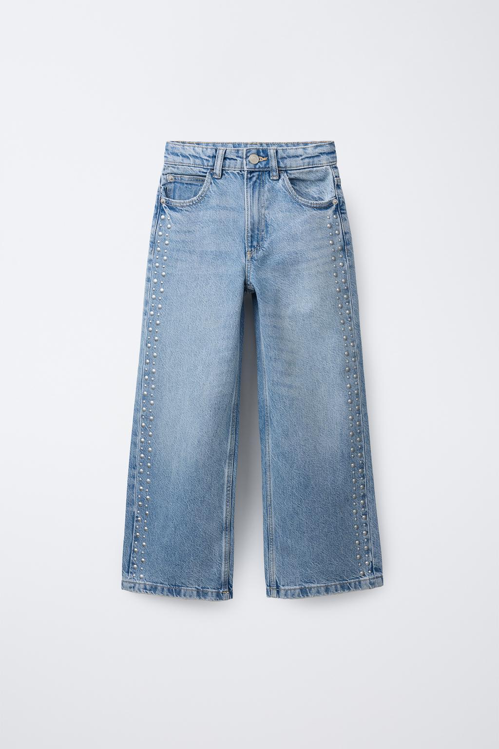 

Прямые джинсы с заклепками ZARA, синий