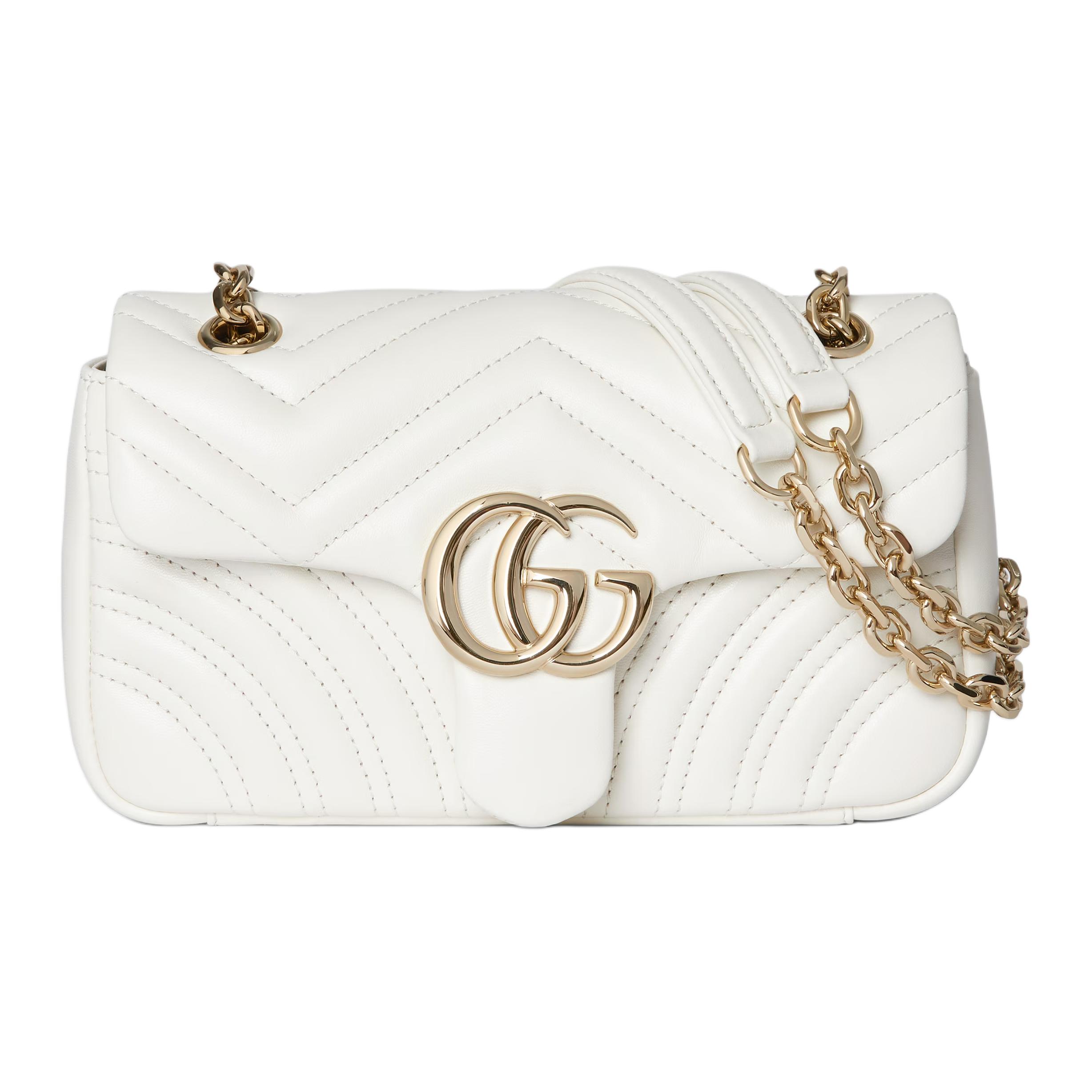 

GUCCI Сумка GG Marmont из ягненка через плечо женская белая
