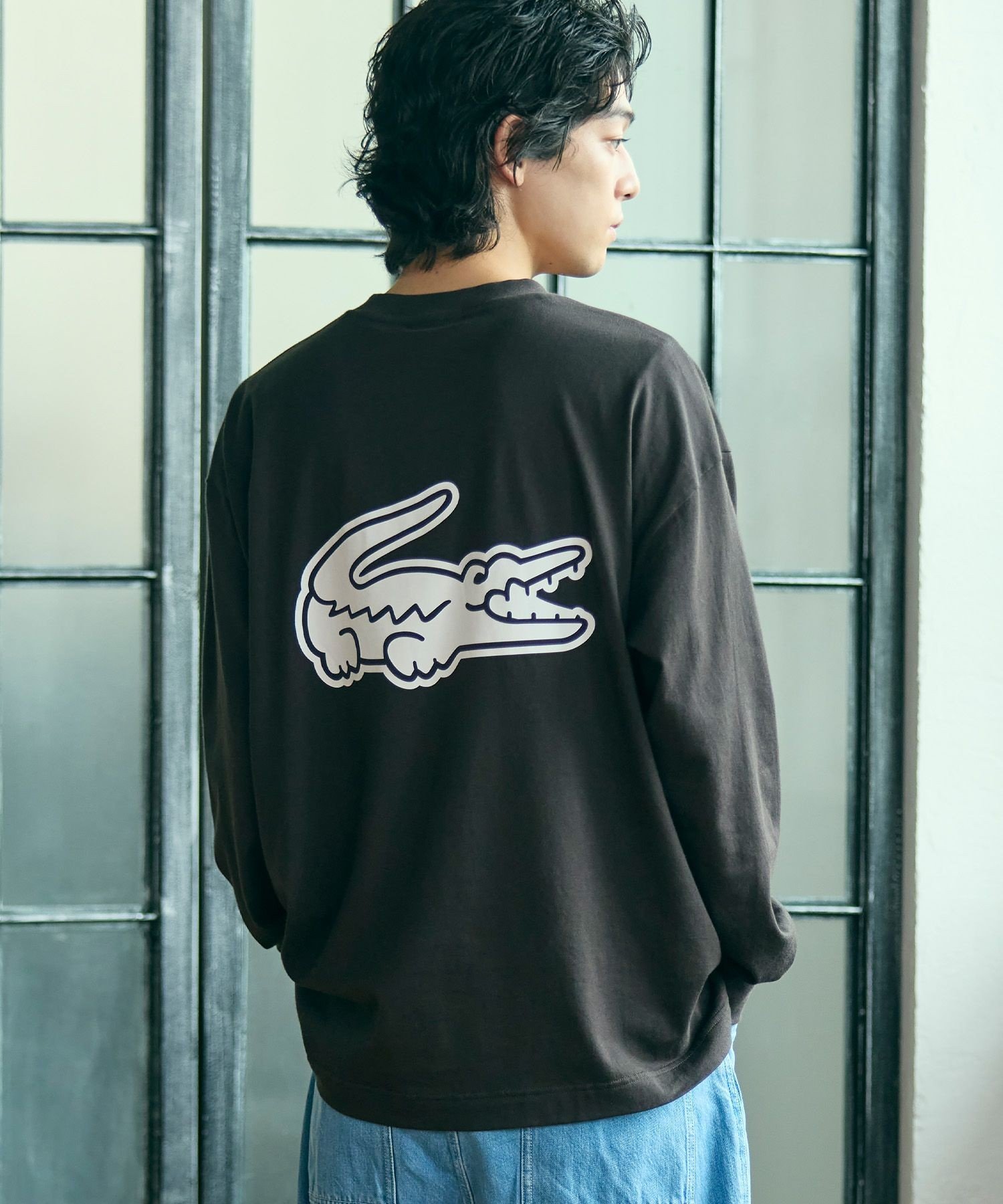 Футболка LACOSTE с принтом на спине, Dark Brown