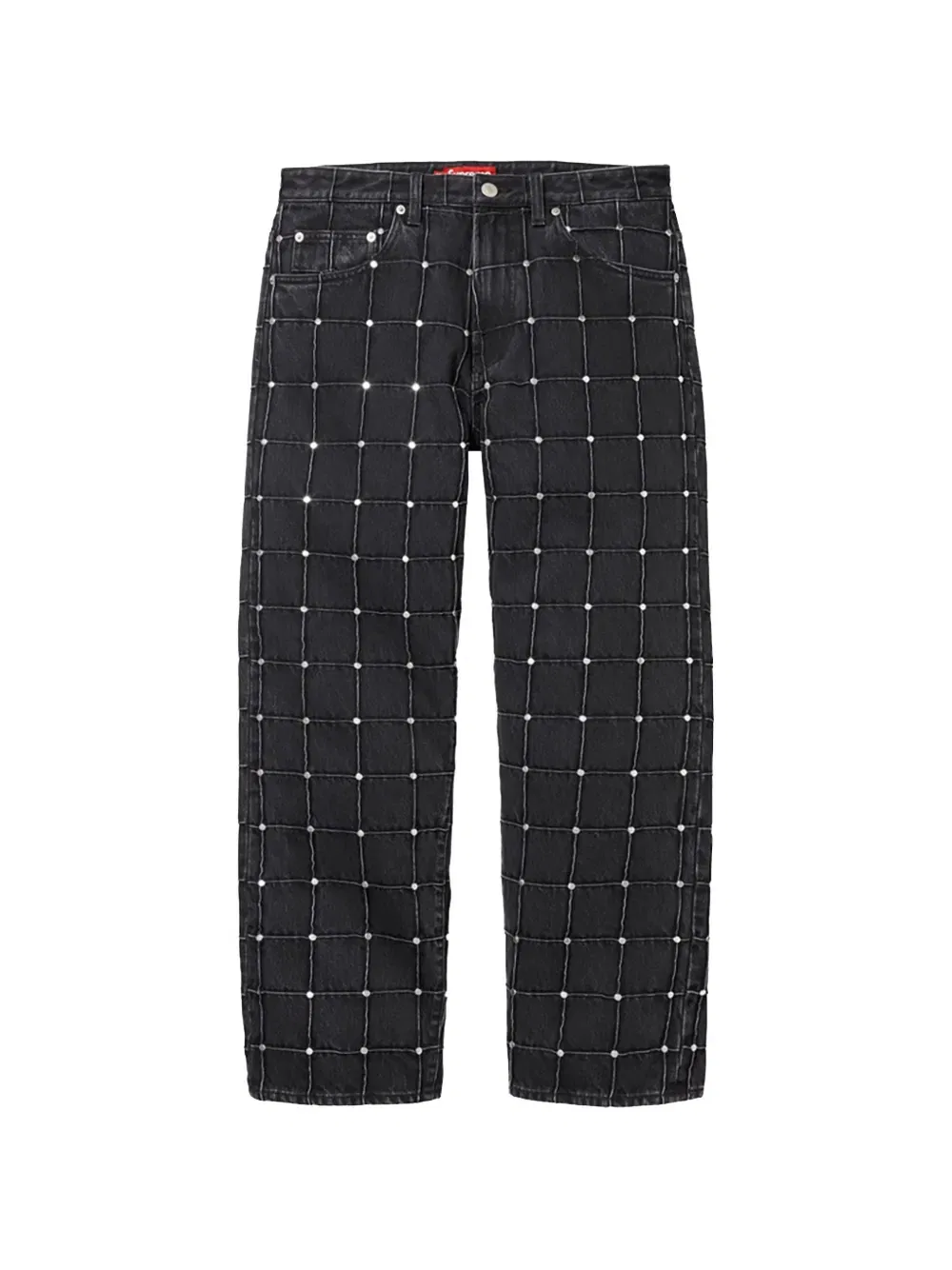 Джинсы свободного кроя с заклепками Supreme, черный