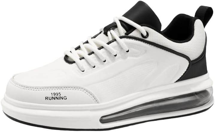 

Мужские легкие кроссовки для бега - верх из дышащей сетки, прочная резиновая подошва с хорошим сцеплением, надежная шнуровка Clolinde, белый/черный