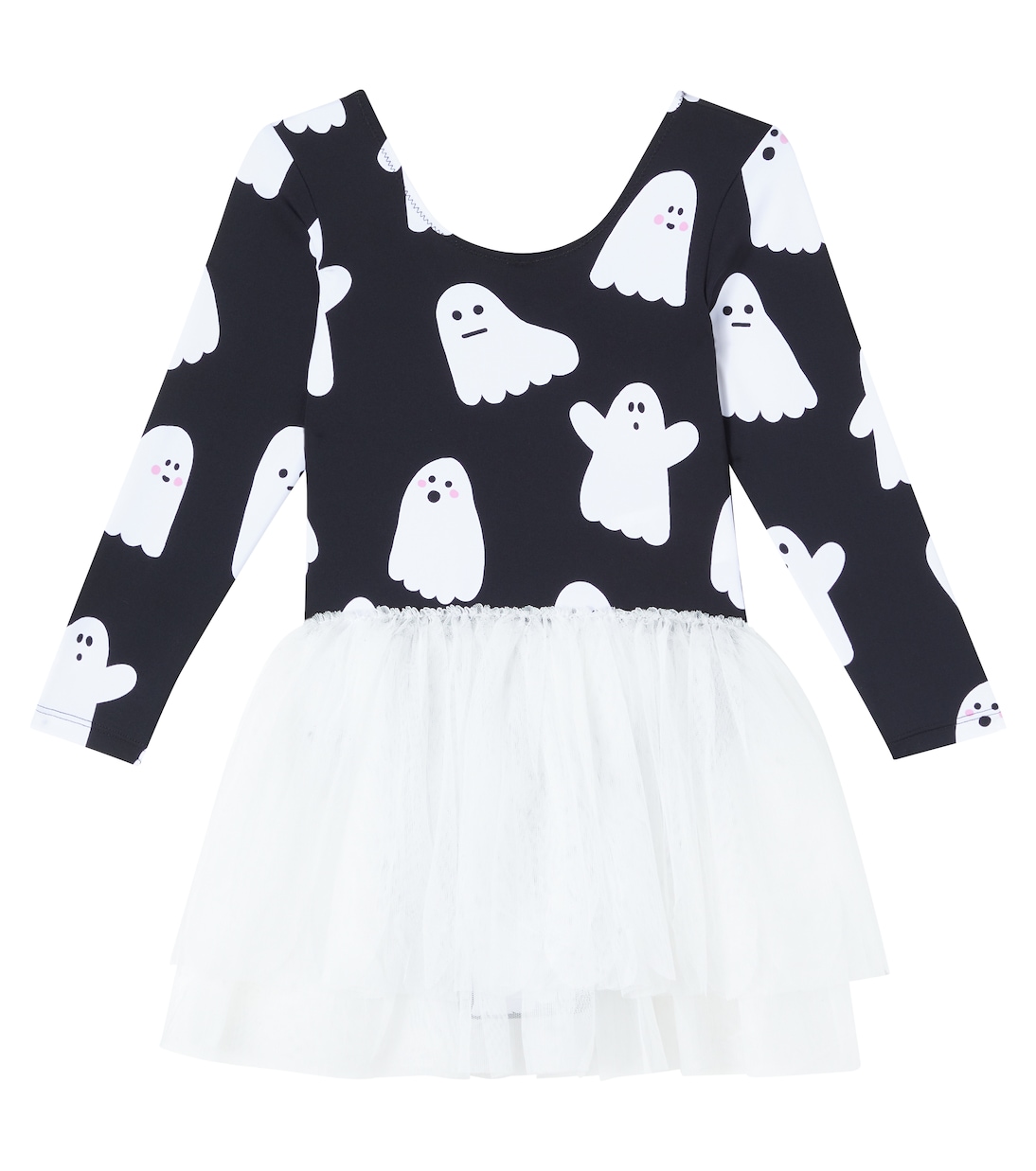 Платье с принтом Призраки Stella McCartney Kids, Black/White