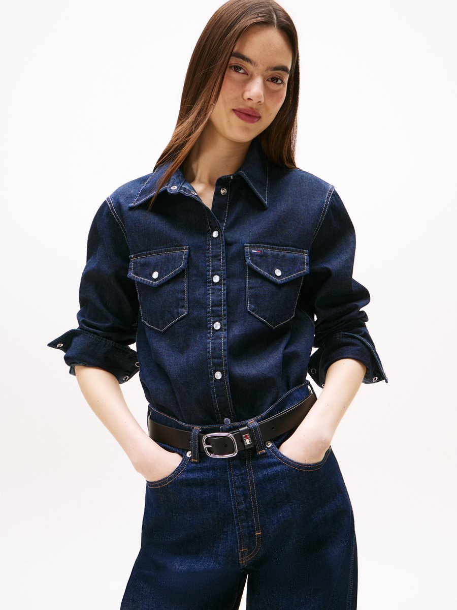 

Блуза Tommy Jeans Button-down blouse, Denim Dark/Dark-Blue Denim