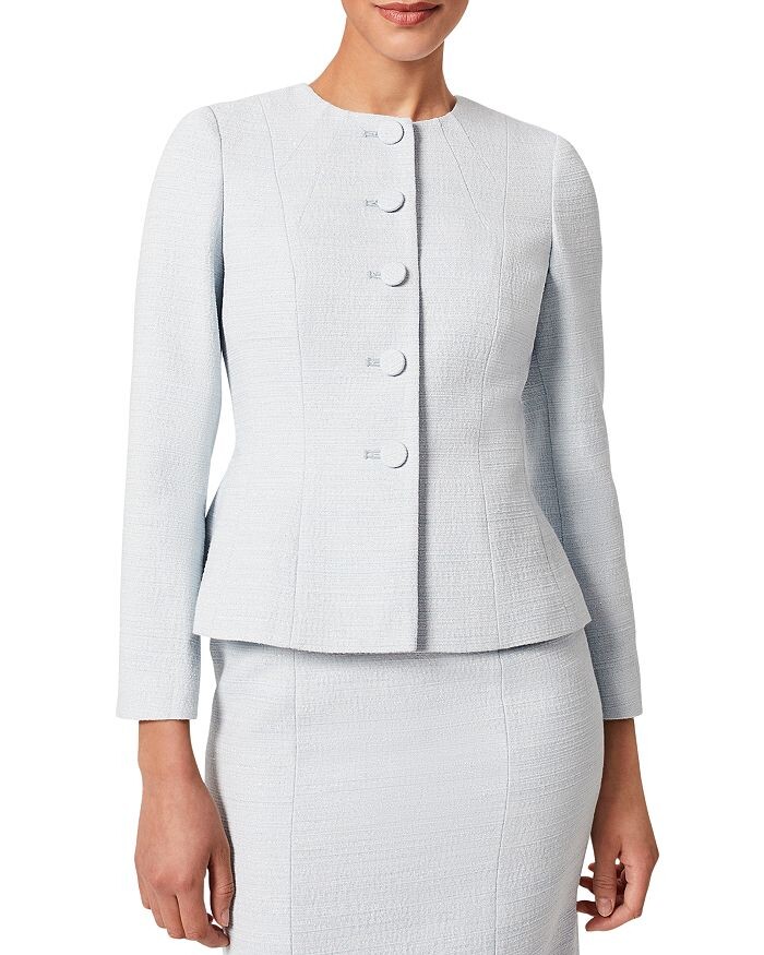 

HOBBS LONDON Твидовый жакет Layla с баской, синий