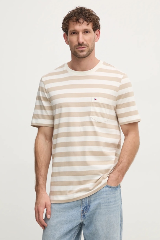 

Хлопковая футболка Tommy Hilfiger, бежевый