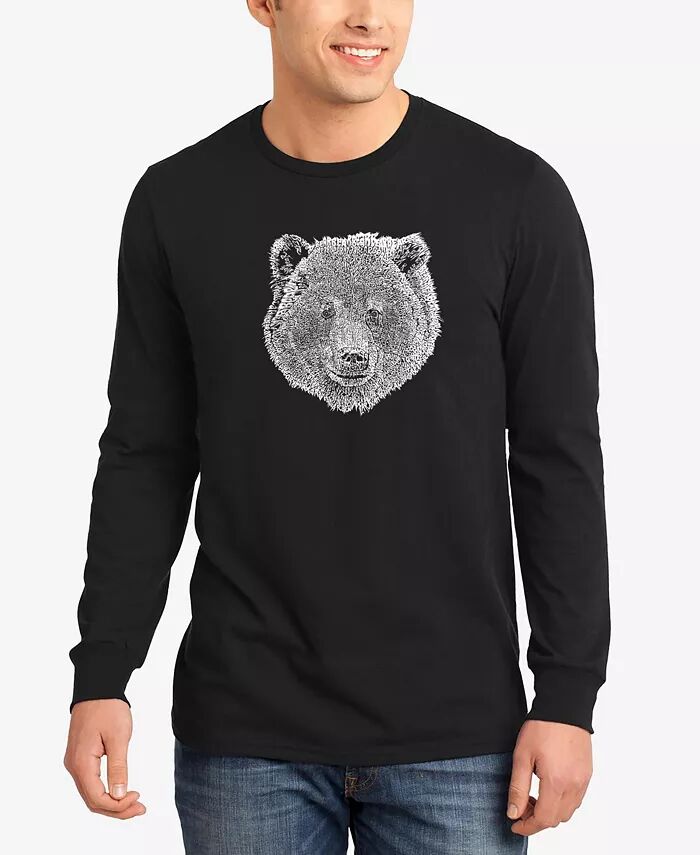 

Мужская футболка с длинным рукавом Word Art Bear Face LA Pop Art, черный