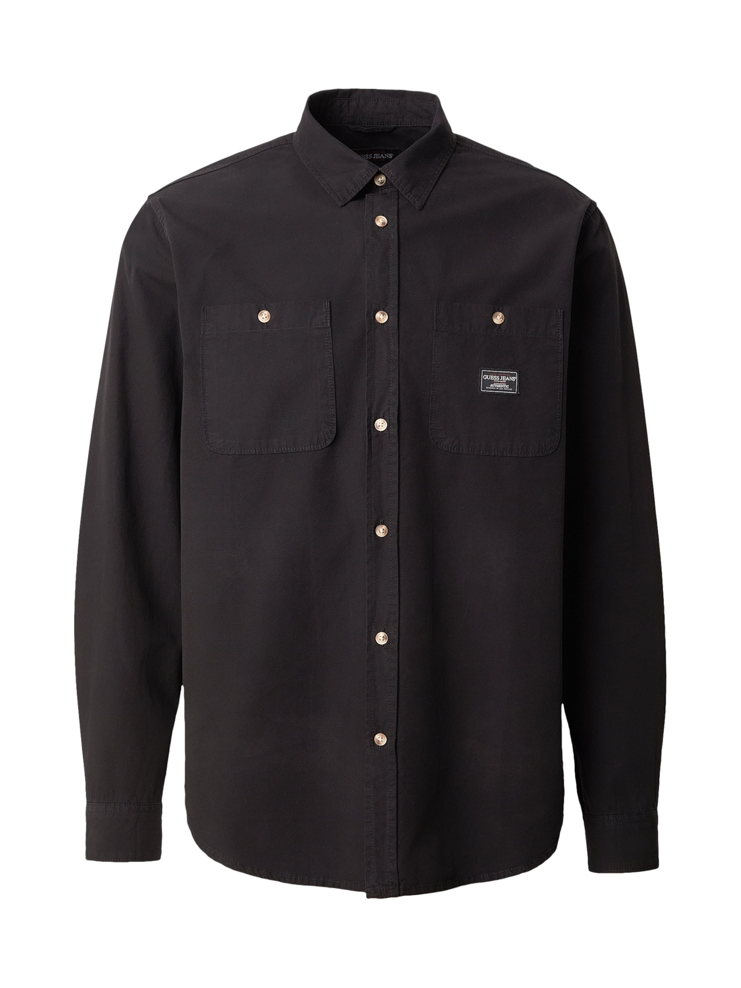 

GUESS JEANS Рубашка на пуговицах Regular fit в черном цвете