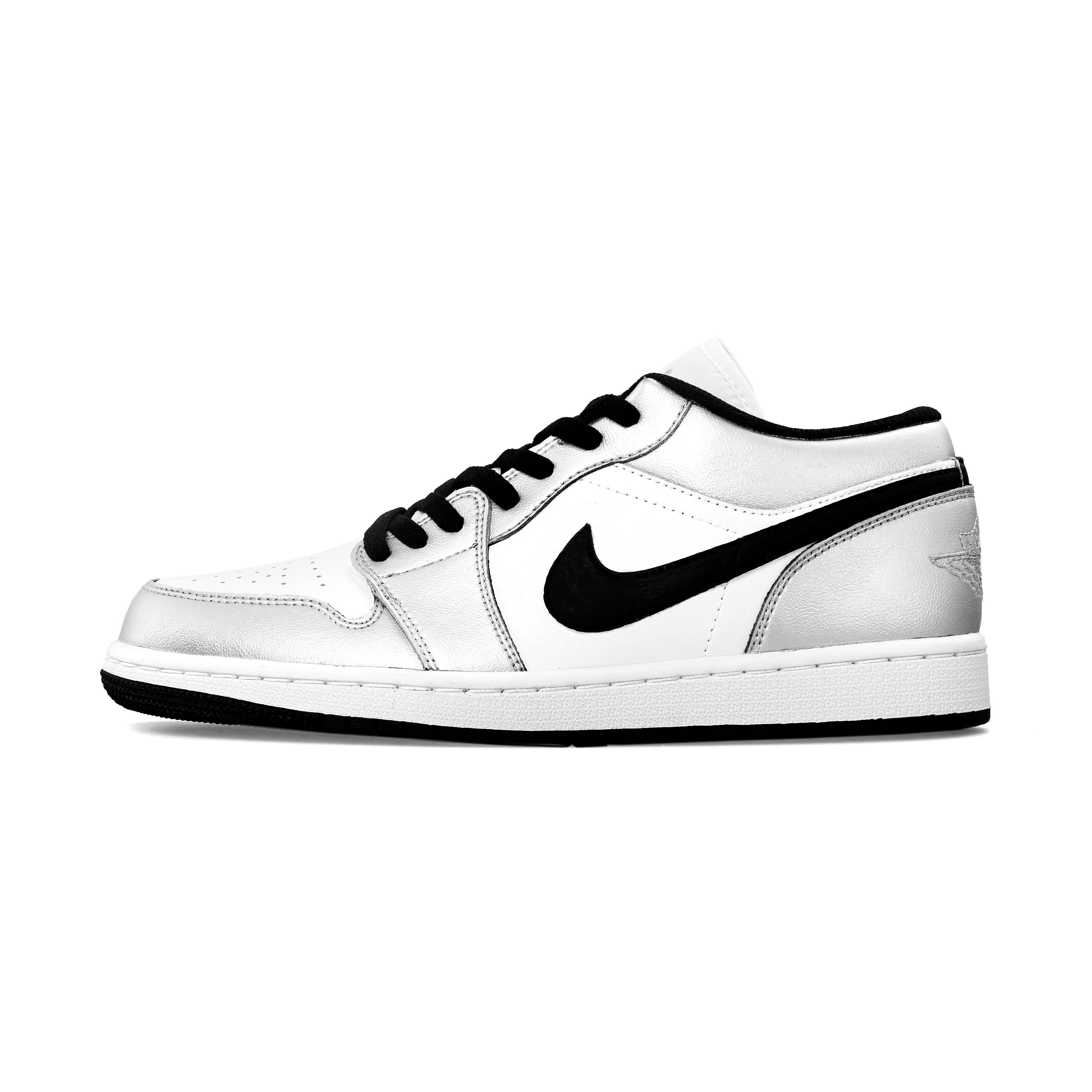 

Jordan Баскетбольные кроссовки Air 1 Black Silver Toe с низким верхом, устойчивые к истиранию, винтажные, мужские, серебристые