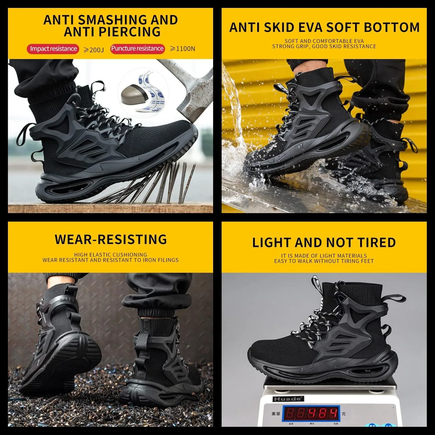 

Мужские рабочие ботинки Micoklinlin с защитным стальным носком, легкие и удобные, устойчивые к ударам и проколам, походные кроссовки, желтый