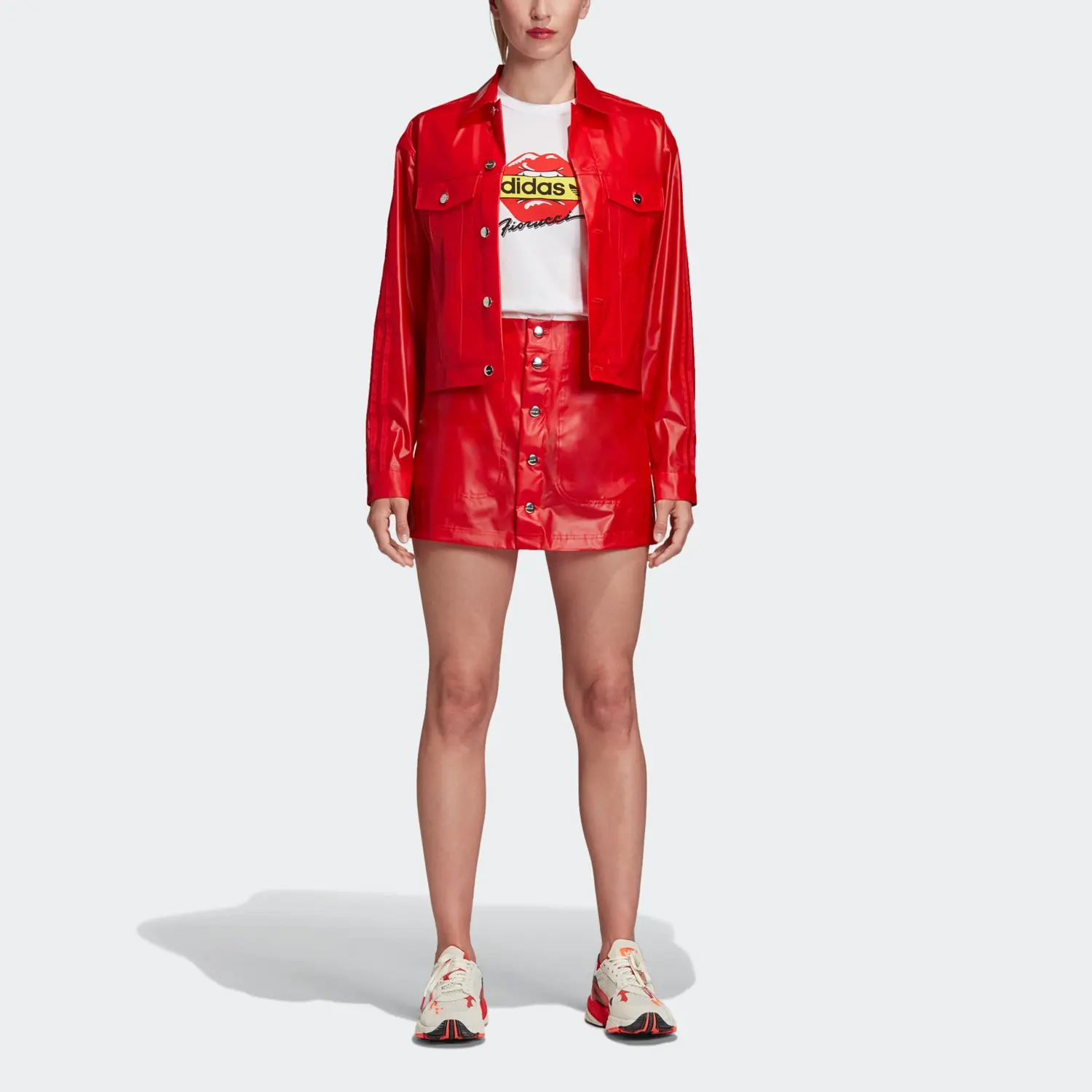 FIORUCCI Повседневная короткая юбка Женская Красная Adidas Originals — фото 4