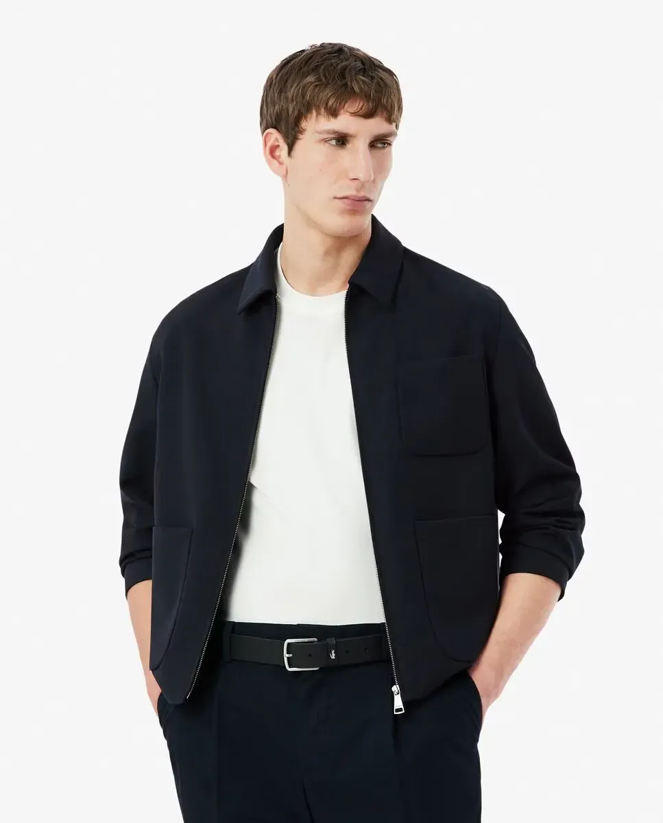 Lacoste Мужская куртка из твида из смесовой шерсти черного цвета
