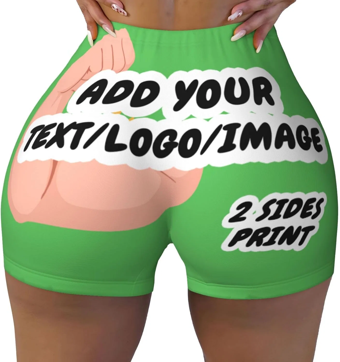 Шорты женские с принтом, Custom, зеленые