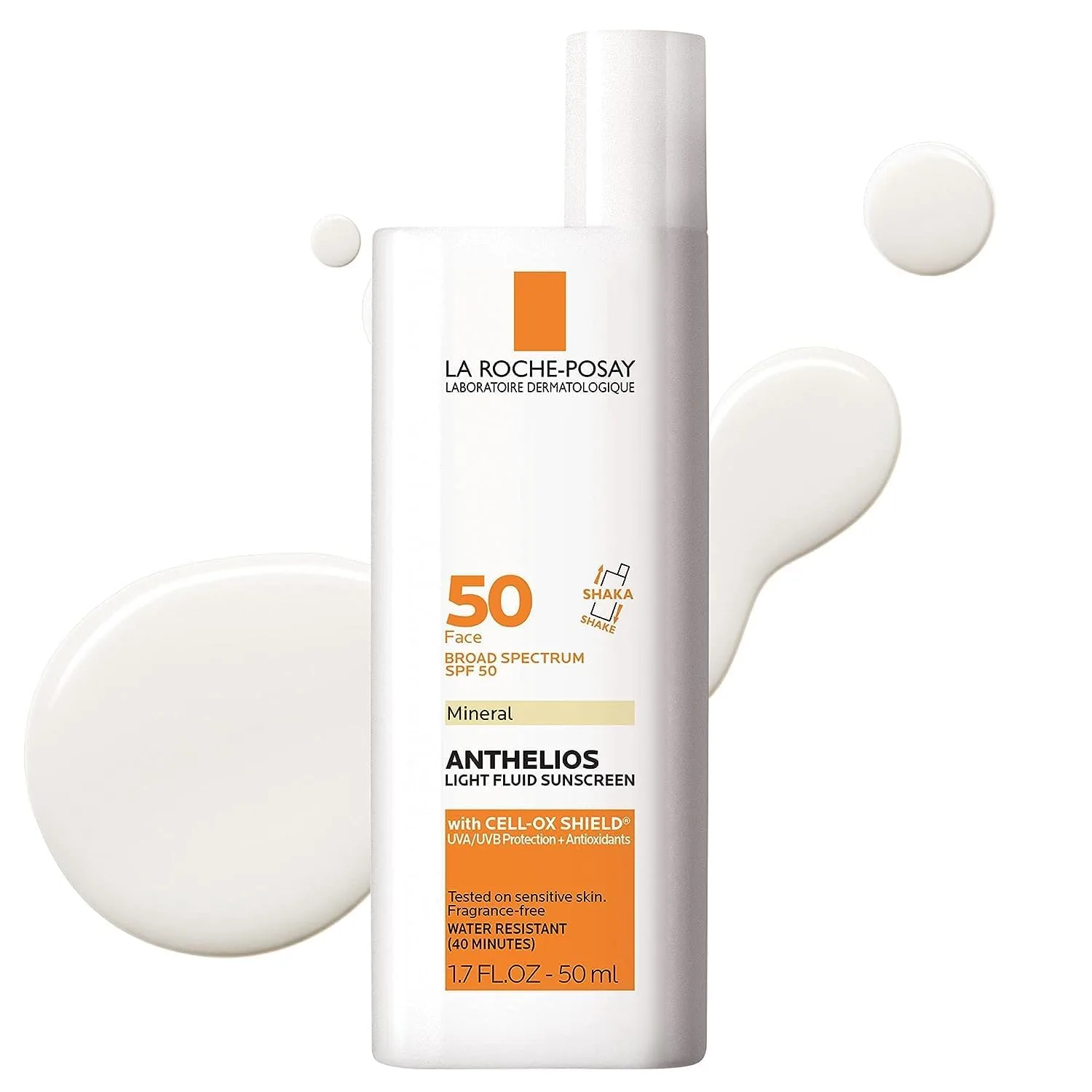 La roche-posay anthelios солнцезащитный крем SPF 40, ультралегкая жидкость широкого спектра SPF 40, для лица с диоксидом титана, легкий и быстро впитывающийся, без масла, матовый финиш, Non-Tinted