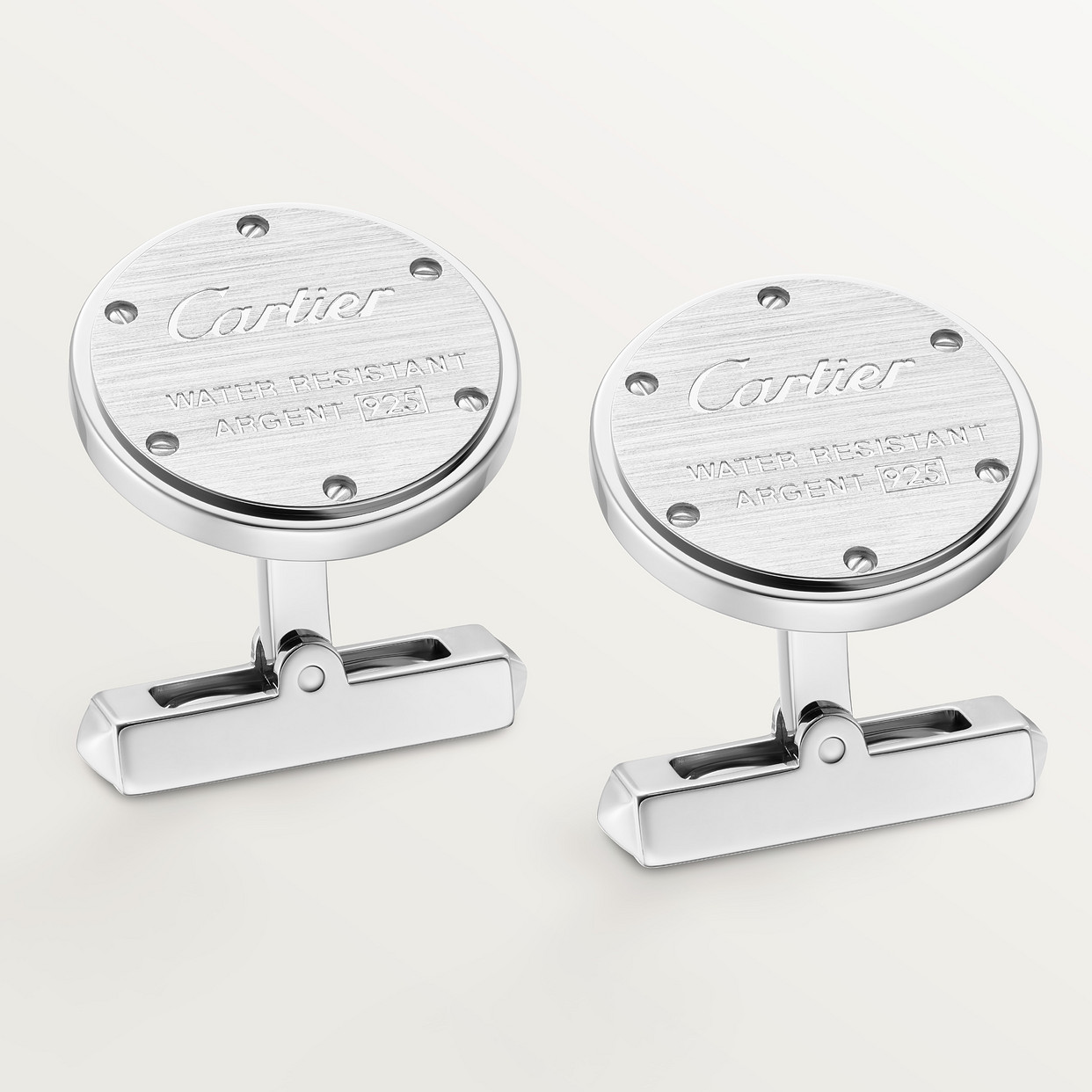 

Запонки Cartier Boutons de manchettes décor water resistant, цельное серебро