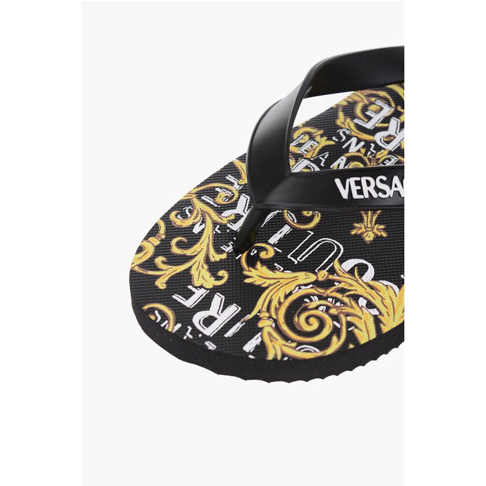 Резиновые шлепанцы JEANS COUTURE с принтом в стиле барокко Versace, Yellow — фото 4