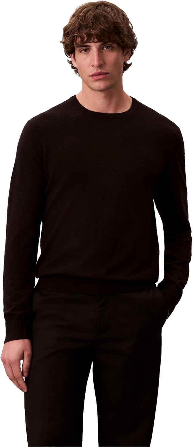 

Мужской свитер Calvin Klein из шерстяной смеси с круглым вырезом, Black