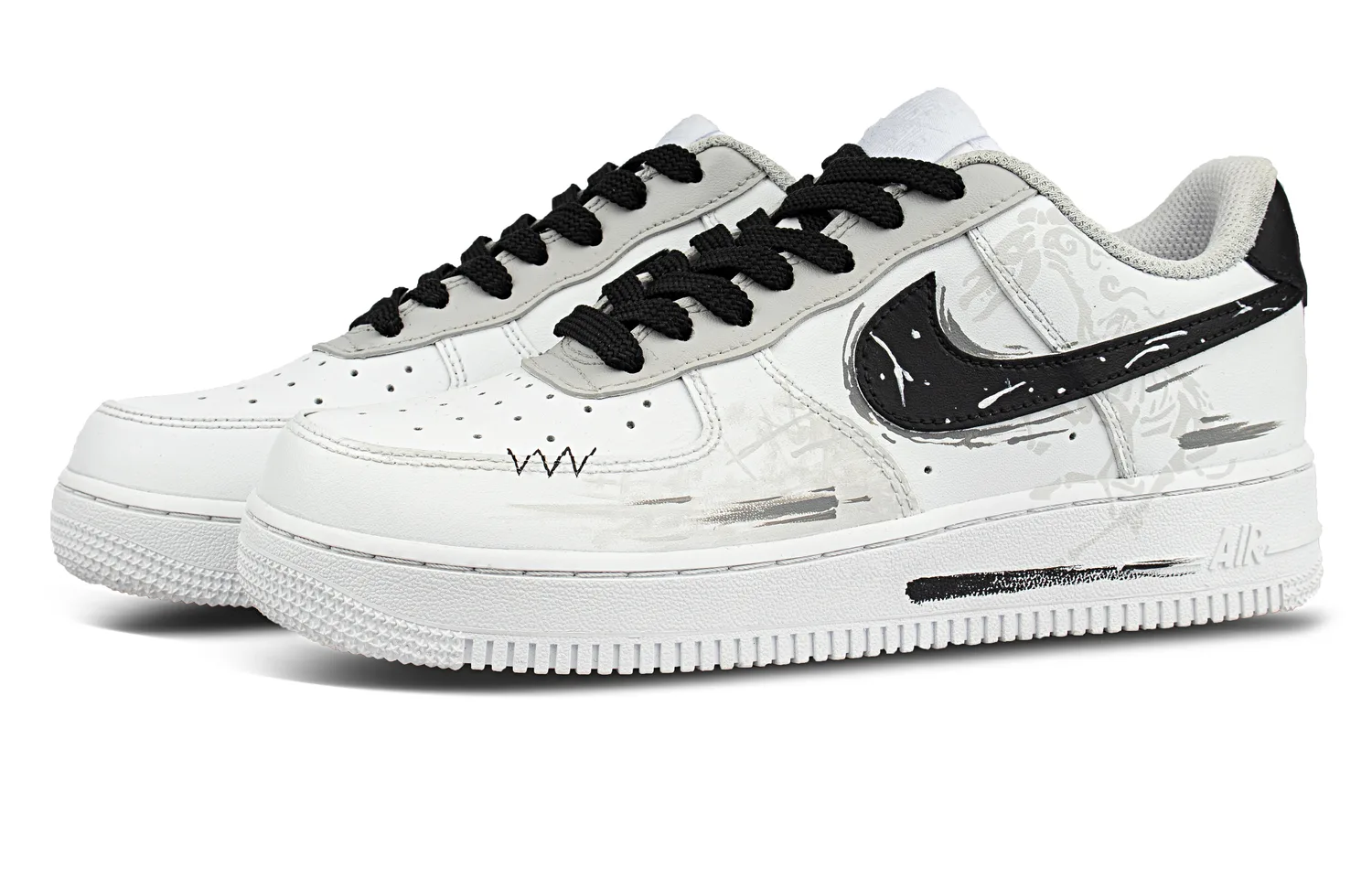 Nike Air Force 1 Leather Abrasion Resistant Low top кроссовки Unisex Black White — фото 4