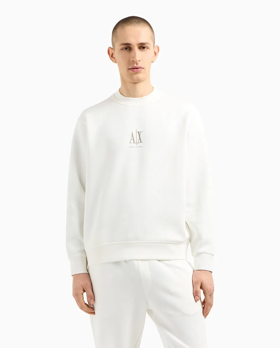 

Мужская толстовка с круглым вырезом и логотипом ICON Armani Exchange, цвет Crudo