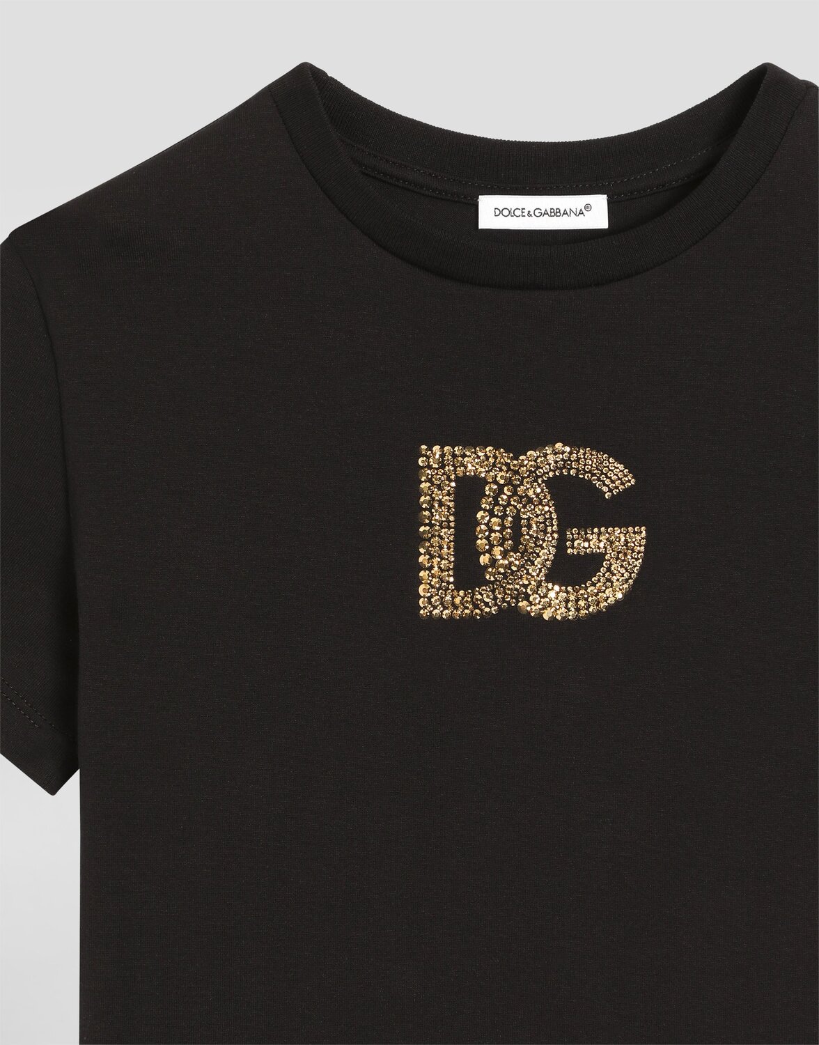 Футболка из джерси со стразами и логотипом dg Dolce & Gabbana, черный — фото 3
