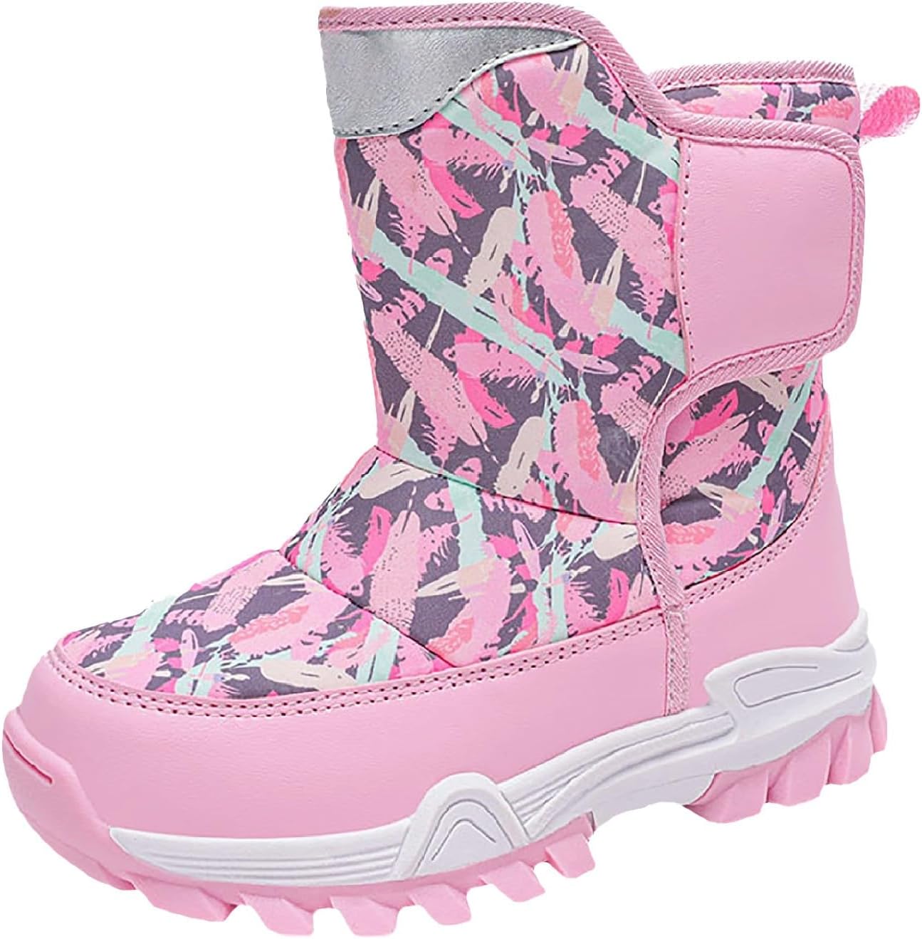 

Мальчики Девочки Зимние Снежные Ботинки Милые Тай-Дай Водонепроницаемые Ботильоны для Детей С Толстой Подошвой Для Туризма На Природе Утепленные Теплые Ботинки Generic, Pink