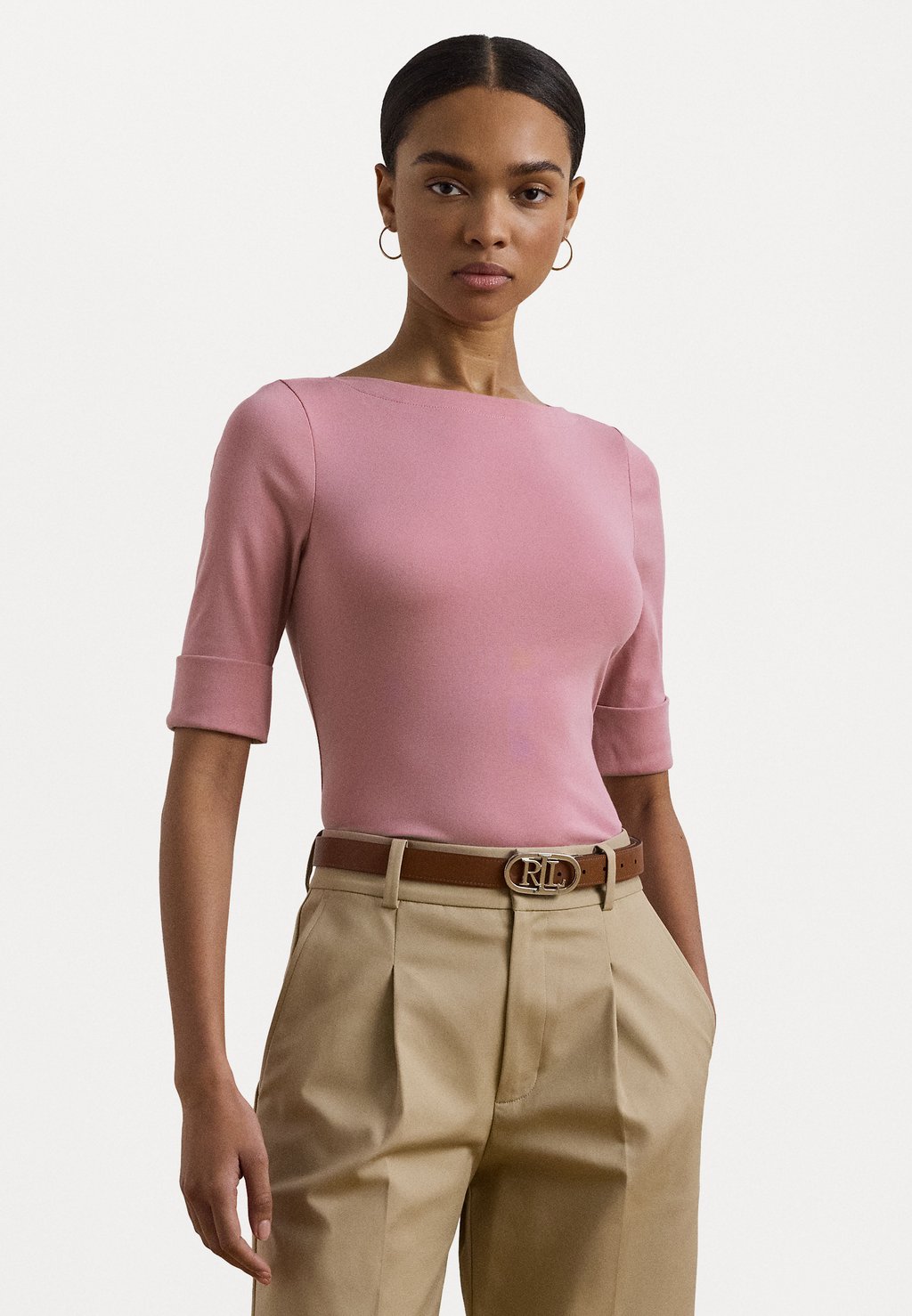 

Базовая футболка STRETCH COTTON BOATNECK TEE Lauren Ralph Lauren Petite, цвет Rose Mauve