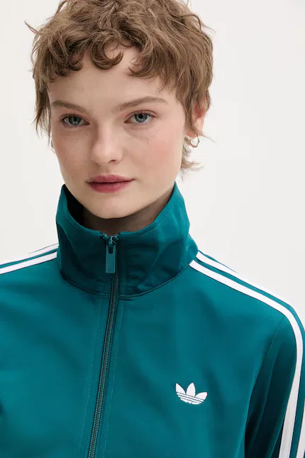 Толстовка женская с узором в полоску Adidas Originals, бирюзовый — фото 4