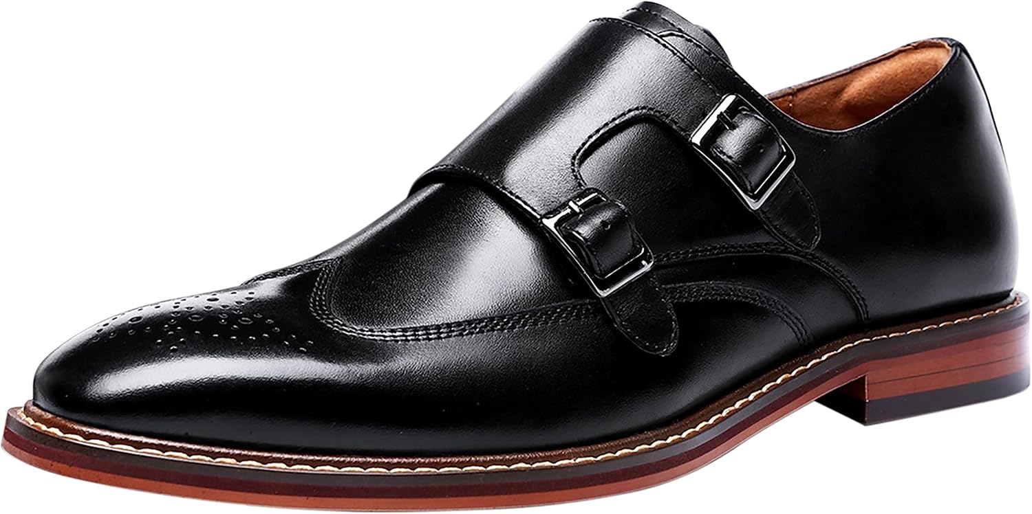 

Мужские лоферы Santimon, стиль слип-он, формальные, из натуральной кожи, с двойной пряжкой, монк-ремень, модные, удобные, деловые туфли для мужчин, черный