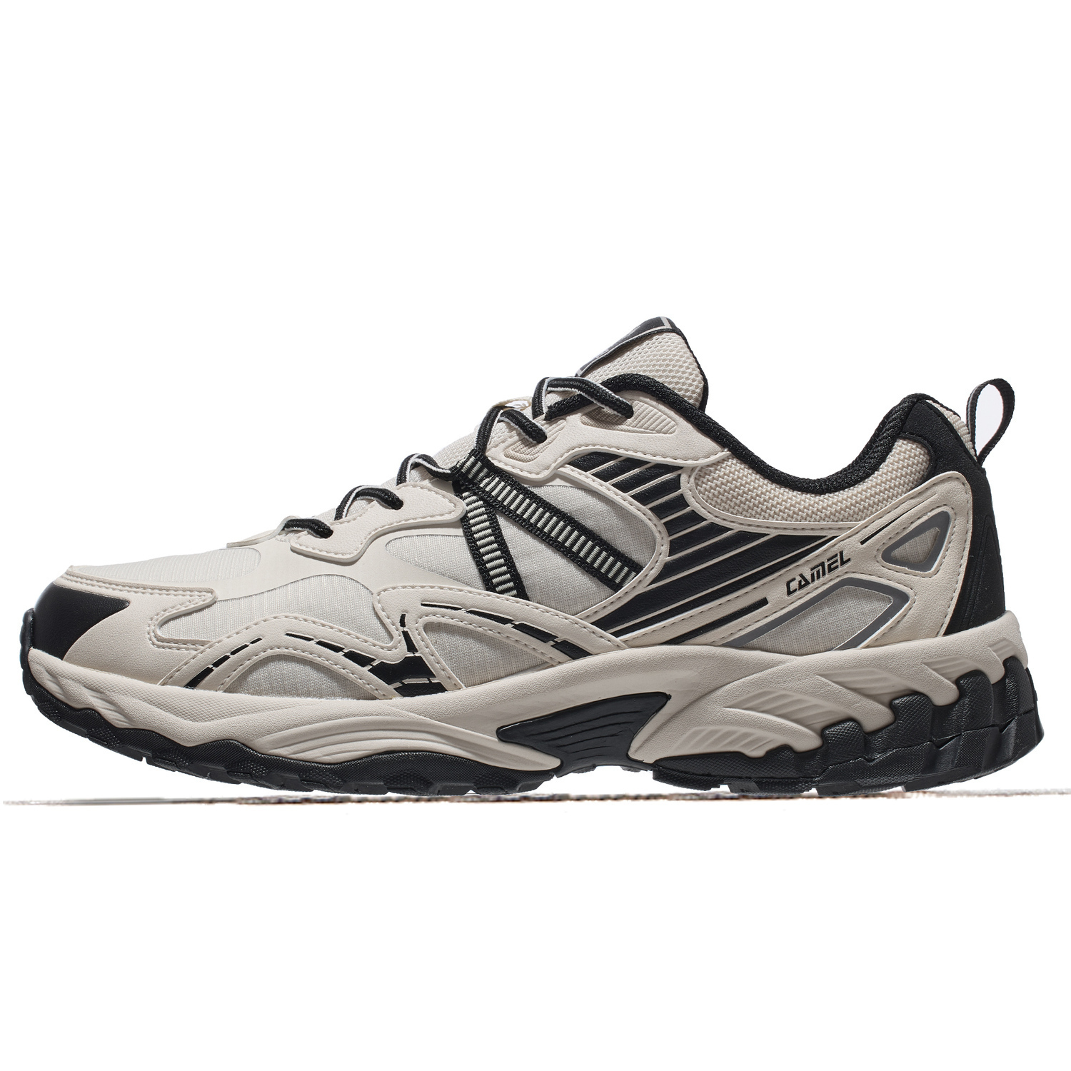 

CAMEL Мужские низкие беговые кроссовки черные/светло-бежевые белые, цвет Black/Light Beige White