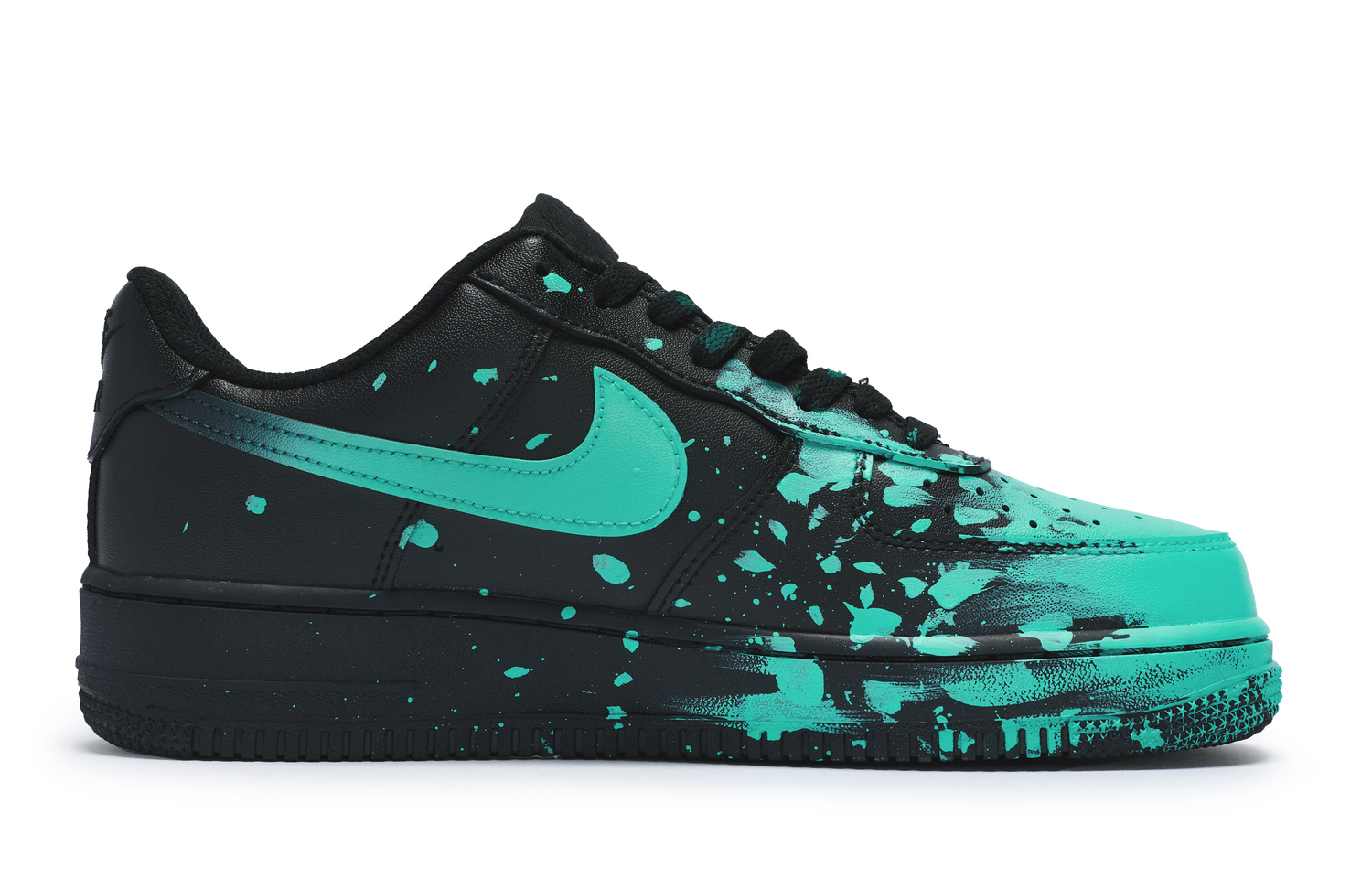 Nike Эйр Форс 1 07 811 Мануфактура Крейзи Граффити Грин Спешиал Шу Бокс Лоу-Топ Скейтборд Сникерсы Унисекс Блэк Сайан - Блэк Сайан, цвет Black Cyan — фото 3