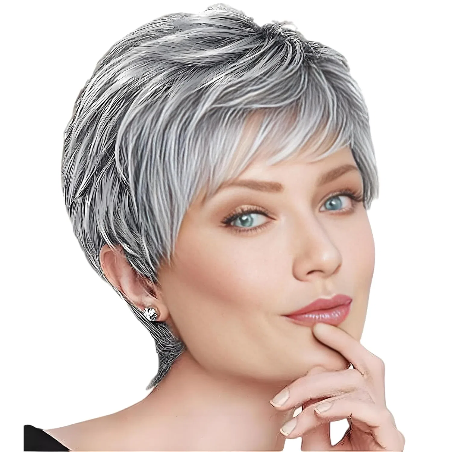 Женский парик «Pixie Cut» от Becus Becus, Silver Gray Wig For Women