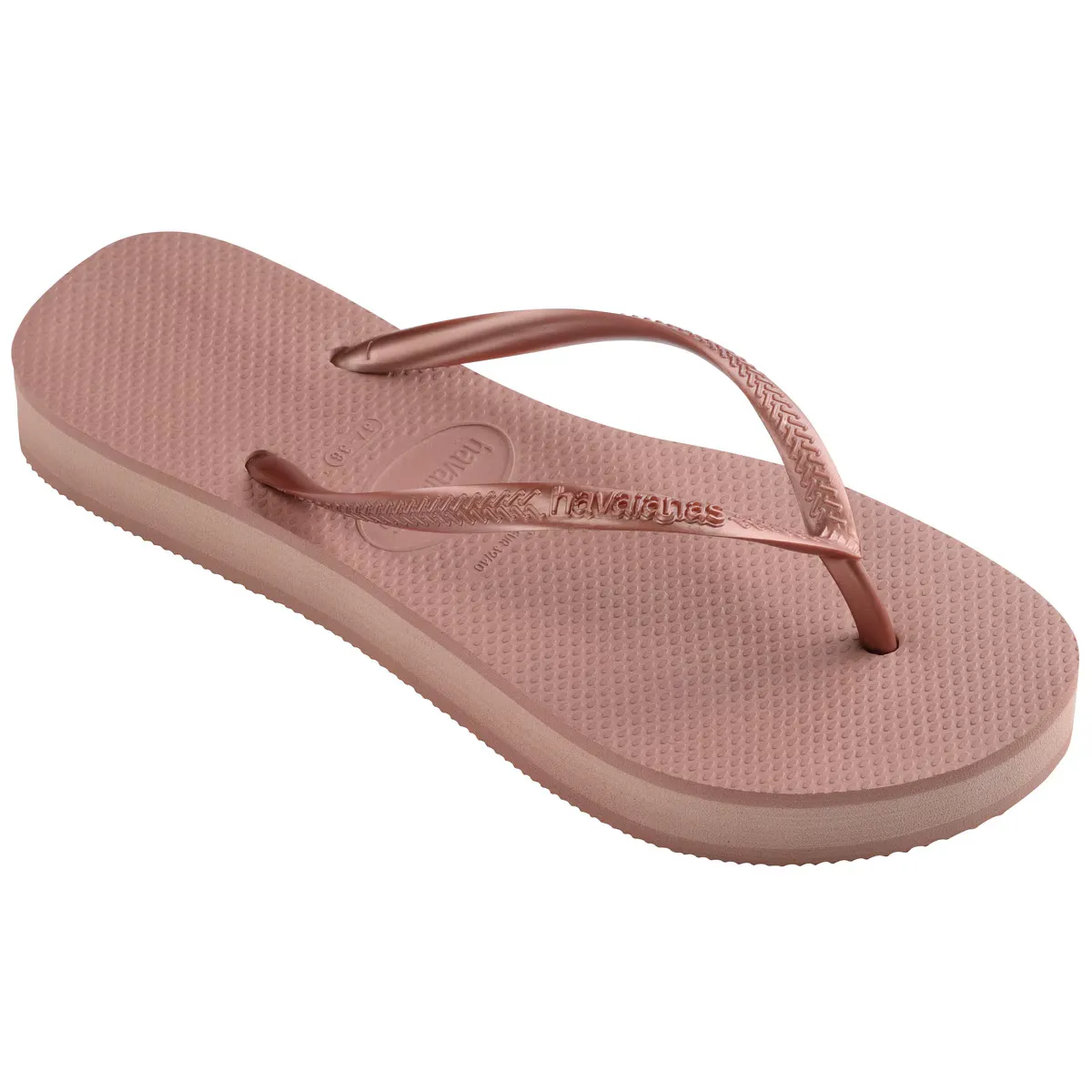 Женские тонкие шлепанцы на плоской подошве Havaianas, цвет Rosa — фото 3