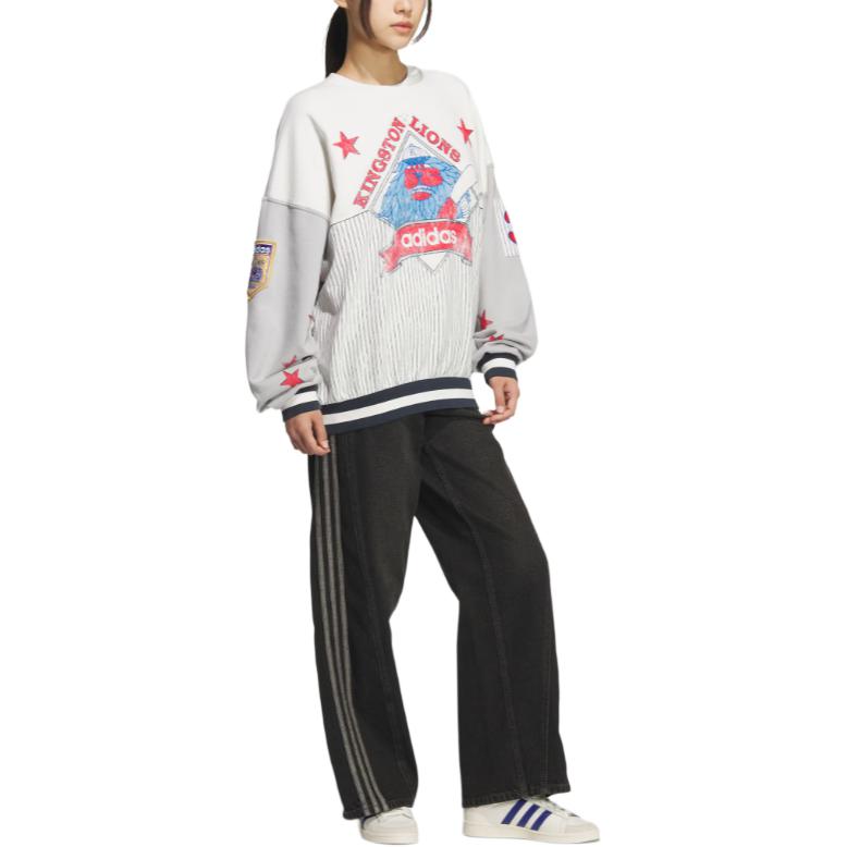 Бейсбольный свитшот Unisex Adidas Originals, светло-серый/белый — фото 3