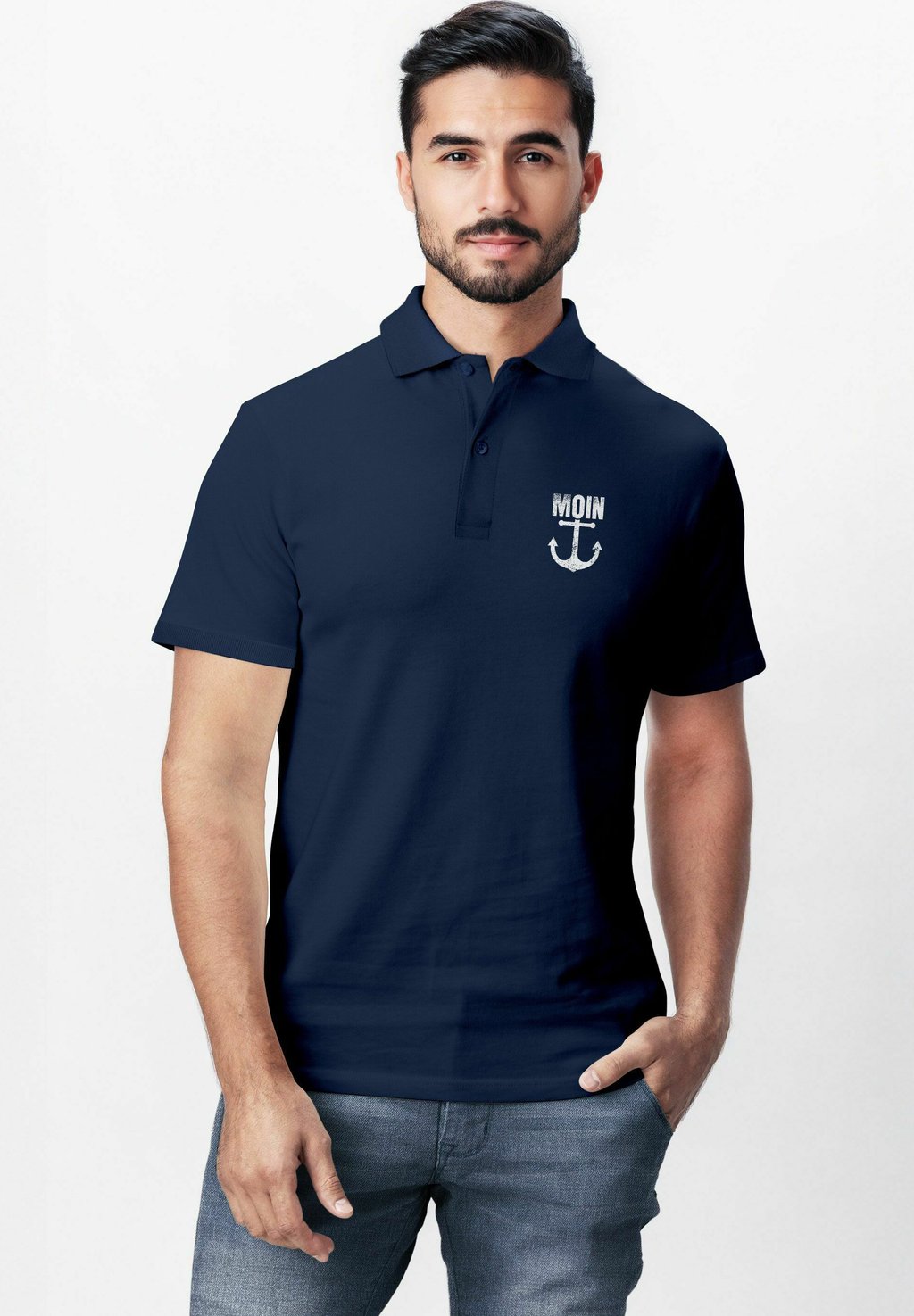 

Рубашка поло MIT MOIN ANKER PRINT – KURZARM Neverless, темно-синий