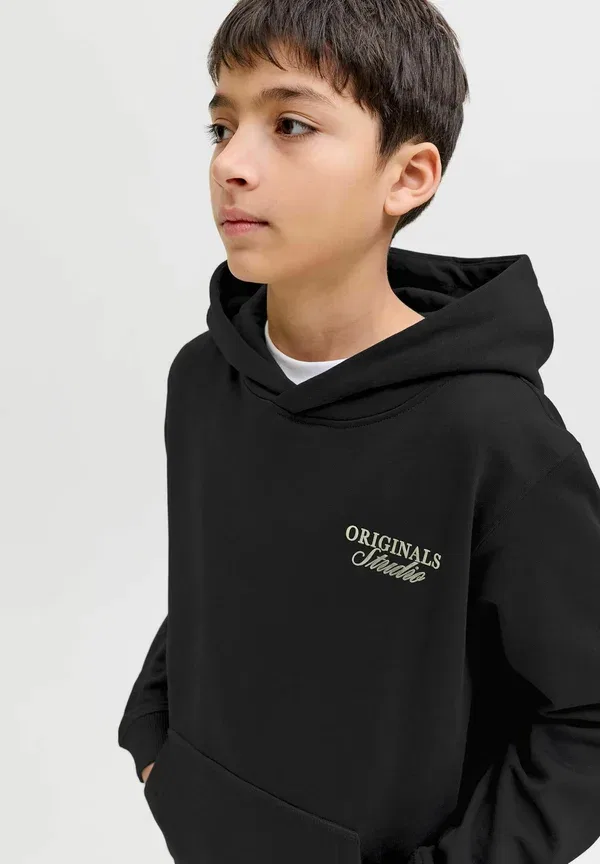 Толстовка с капюшоном Jornorrebro typo back hood sn jnr hoodie Jack & Jones Junior, черный — фото 4