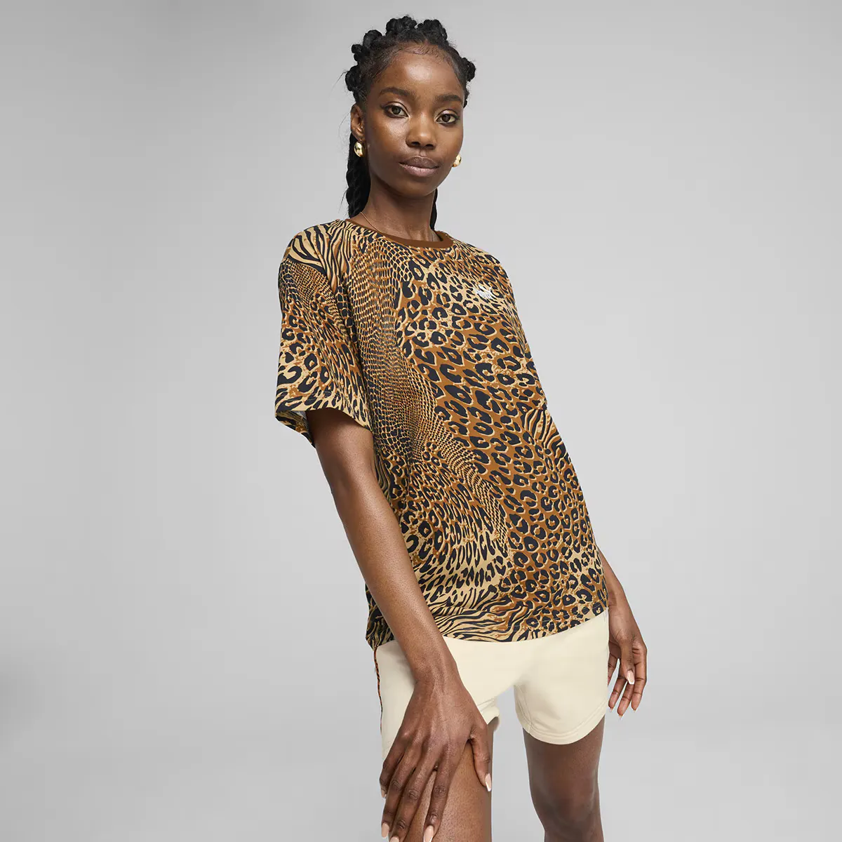 

Женская футболка ESS GRAPHIC ANIMAL Relaxed AOP Tee Puma, коричневый