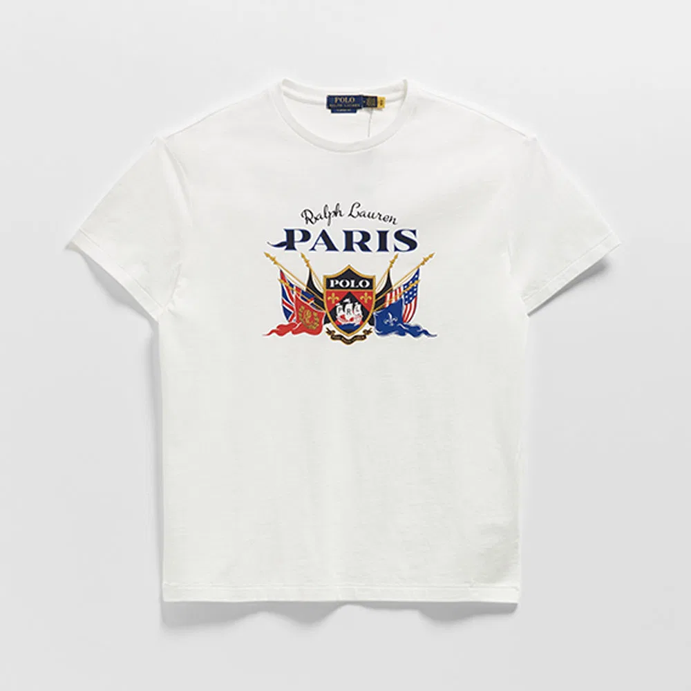 Мужская белая футболка классического кроя с графическим принтом от Polo Ralph Lauren