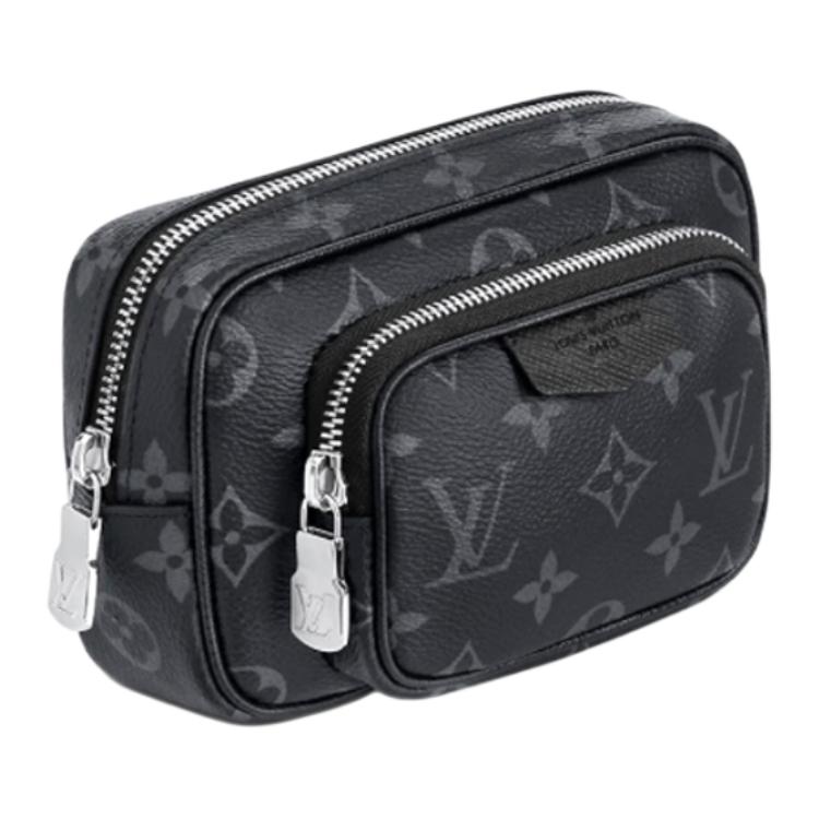 LOUIS VUITTON Кожаная холщовая сумка через плечо малая мужская черная — фото 2