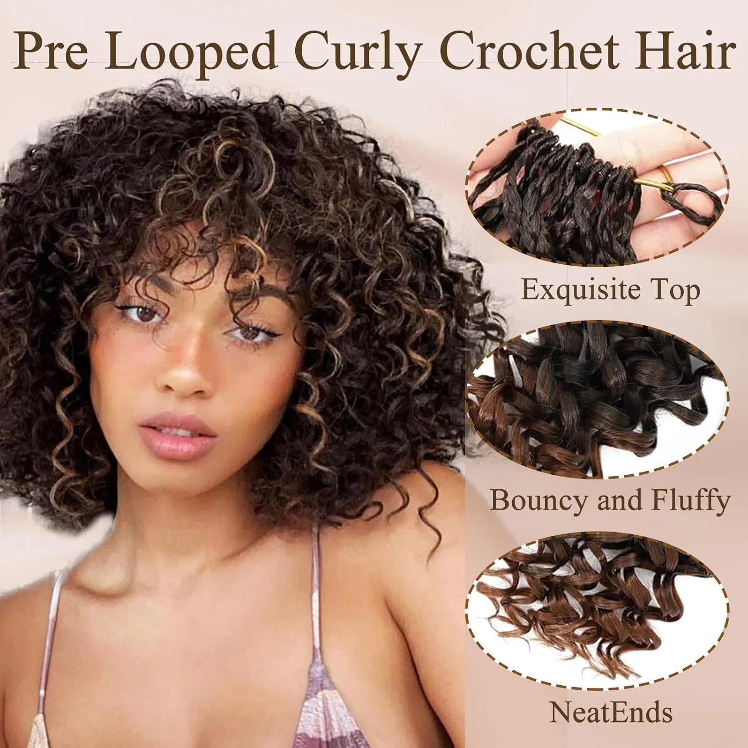 Искусственные волосы для плетения GoGo Curl Crochet Hair 14 дюймов Herkeymidy, T30 — фото 3