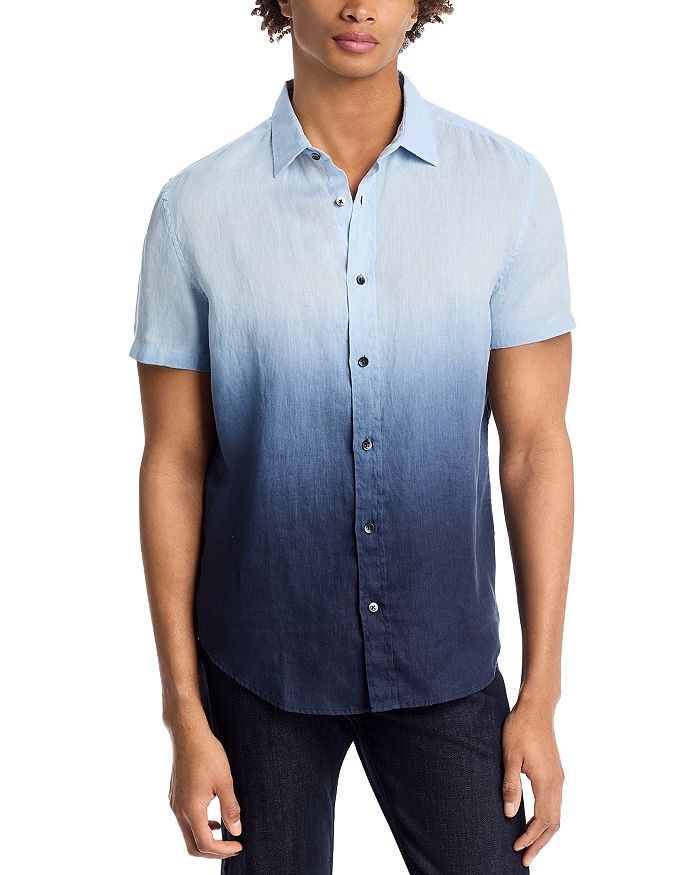 

Льняная рубашка с коротким рукавом Dip Dye The Men's Store at Bloomingdale's, синий