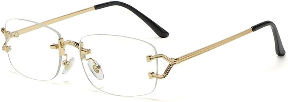 

Квадратные солнцезащитные очки для мужчин, полуметаллические, сине-зеленые, без оправы, модные женские солнцезащитные очки без оправы, защита от ультрафиолета UV400 WNCKSQ, Gold With Clear