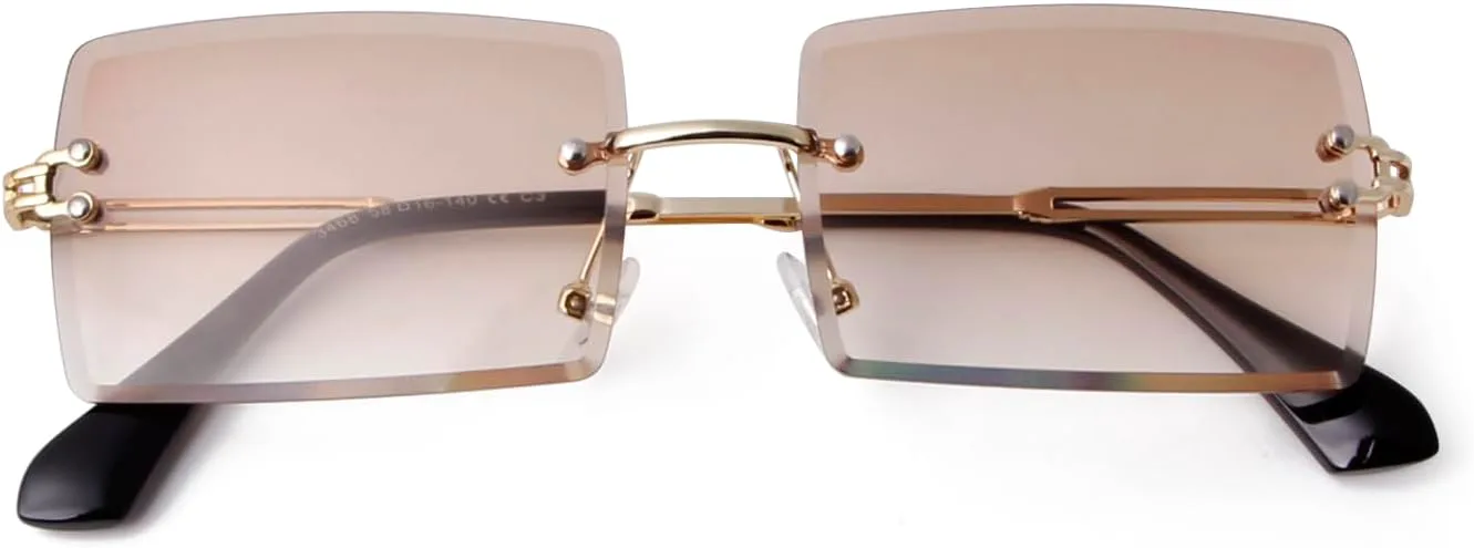 

Солнцезащитные очки VIA LEECA без оправы, прямоугольной формы, для женщин и мужчин, тонированные, без оправы, квадратной формы, винтажные, прозрачные, Yellow