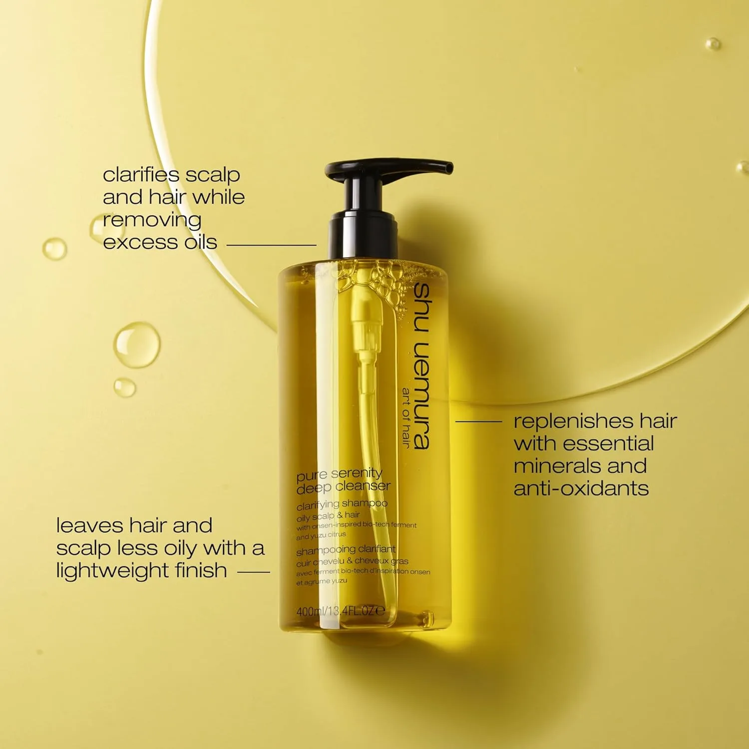 Очищающий шампунь Shu Uemura Art of Hair Pure Serenity - удаляет загрязнения и остатки средств для укладки, балансирует и удаляет излишки кожного сала, 13,4 жидких унции. — фото 3