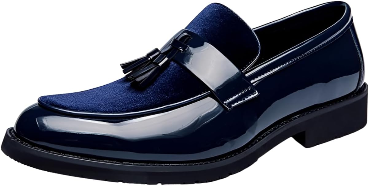 

Мужские лоферы Santimon из лакированной кожи с кисточками, мокасины на шнуровке, повседневная и деловая обувь, синий