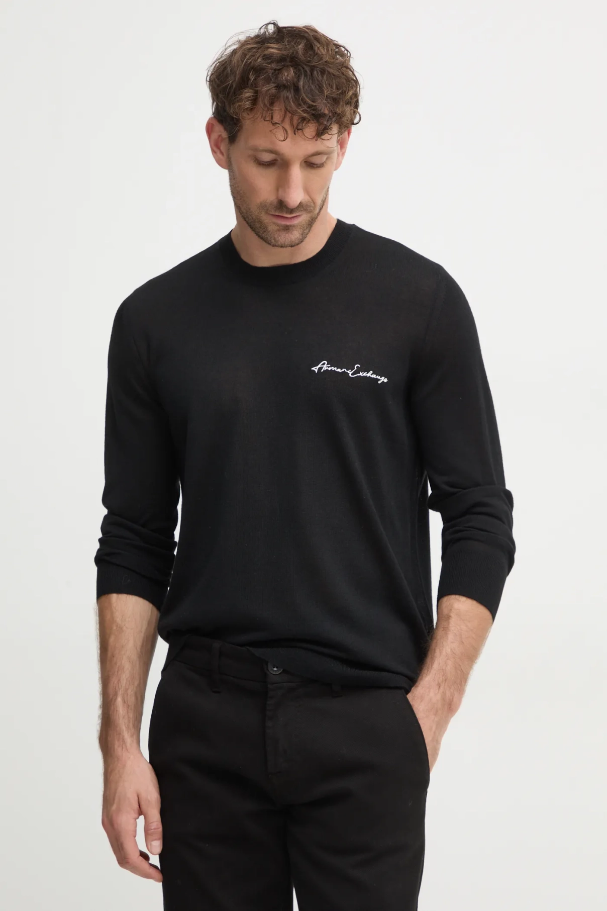 

Шерстяной свитер Armani Exchange, черный