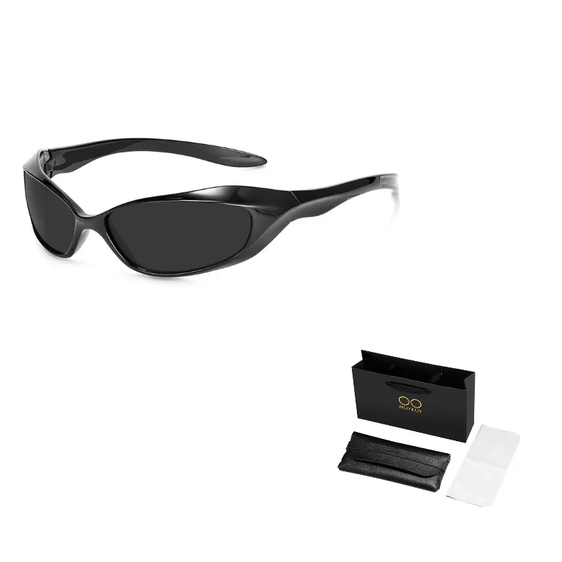 

MUYKUY Солнцезащитные очки нестандартной формы унисекс, Bright Black All Gray MK538YJ-001