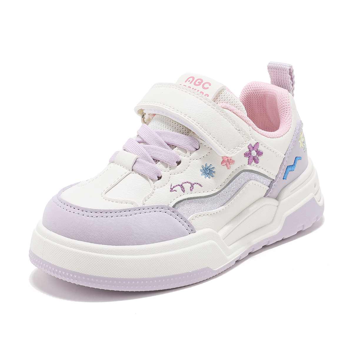 

Нескользящие, легкие, амортизирующие, низкие, детские кроссовки для скейтбординга ABC KIDS, белый/фиолетовый