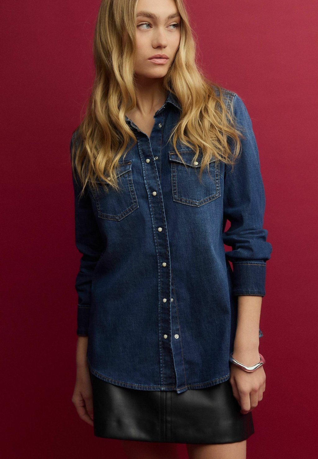 

Блузка на пуговицах SEAM DETAIL WESTERN REGULAR FIT Next, синий