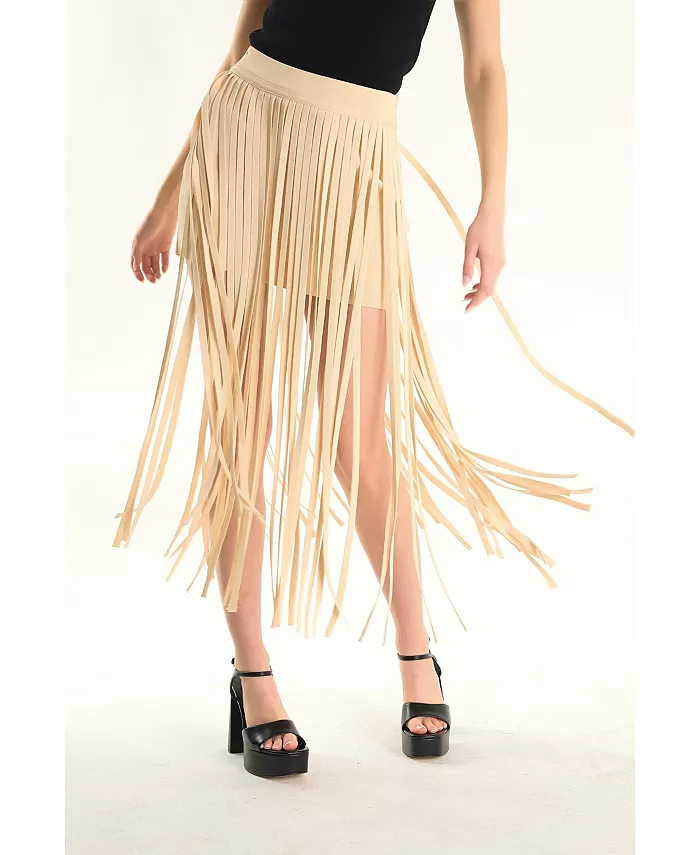 

Женская трикотажная юбка с бахромой endless rose, коричневый/бежевый