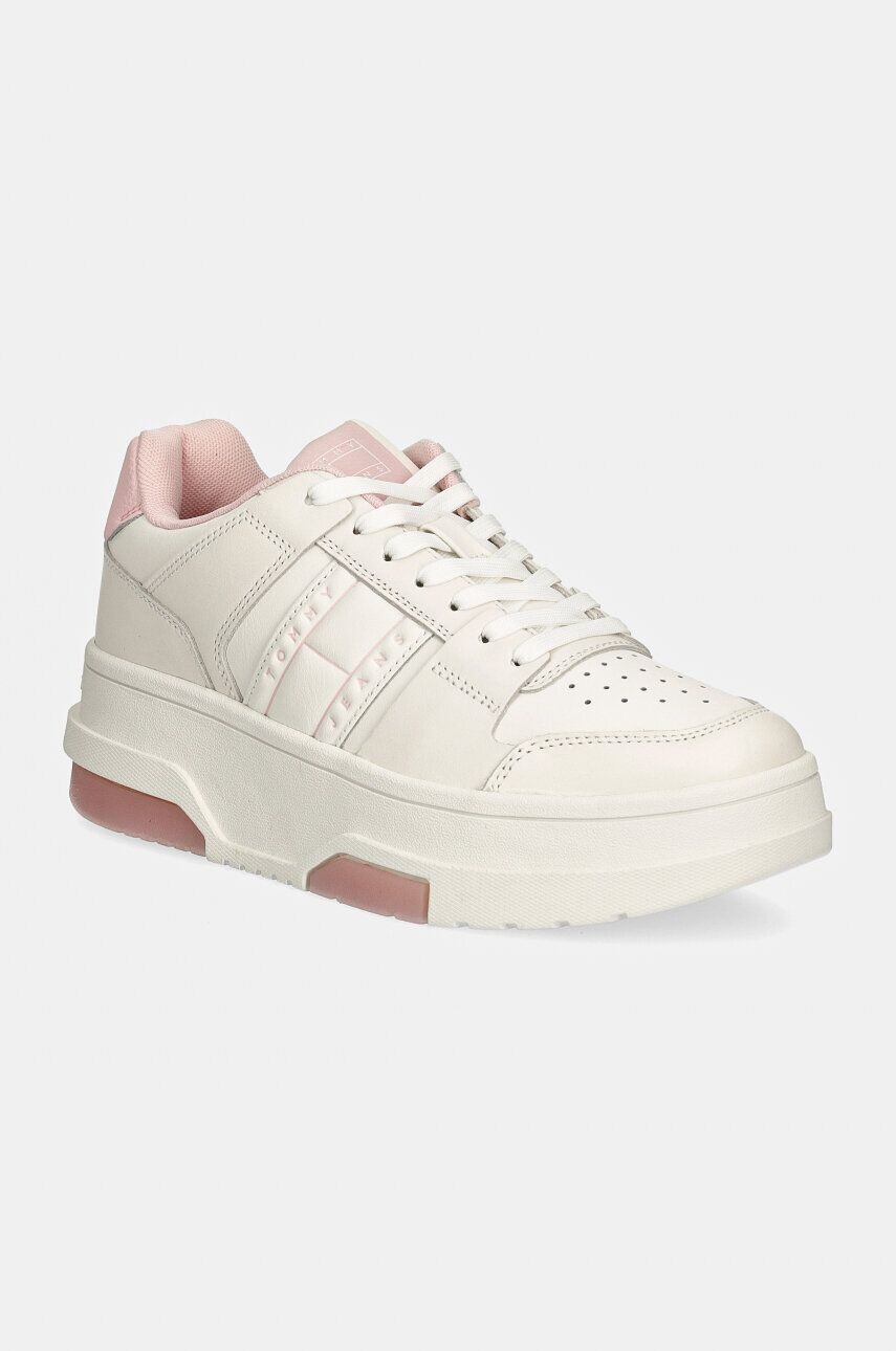 Tommy Jeans кожаные кроссовки THE BROOKLYN FLATFORM, белый