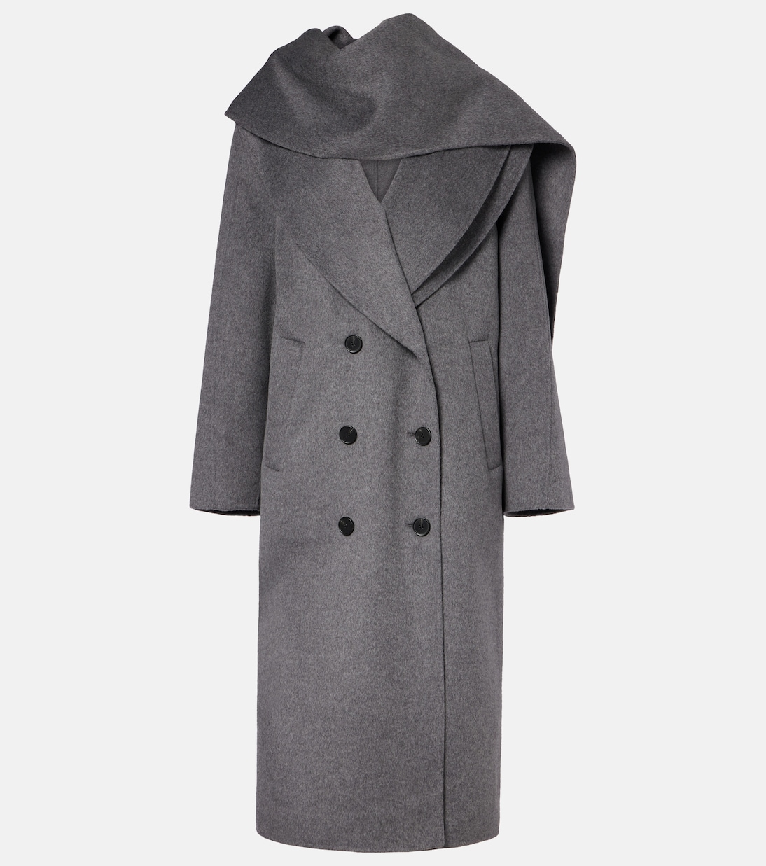 

Пальто из шерсти и кашемира с шарфом Róhe, Mid Grey Melange